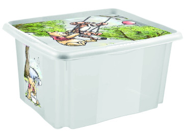 Plastový box Medvedík Pú, 15 l, priehľadný s vekom, 38 x 28,5 x 20,5 cm