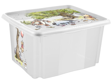 Plastový box Medvídek Pú, 45 l, priehľadný s vekom, 55,5 x 40 x 30 cm