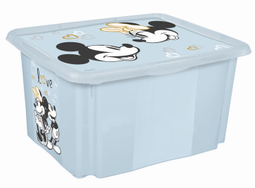 Plastový box Mickey, 15 l, svetlo modrý s vekom, 38 x 28,5 x 20,5 cm