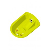 Anatomicky tvarovaná vanička vo svetlo zelenej farbe s motívom Funny Farm - 80x54x24 cm - POSLEDNÝCH 5 KS