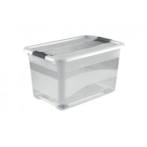 Plastový box Crystal 52 l, priehľadný, na kolieskach, 59,5x39,5x35 cm - POSLEDNÉ 2 KS