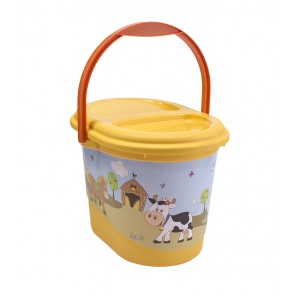 Kýblik na plienky vo svetle oranžovej farbe s motívom Funny Farm - 37x26,5x26 cm - POSLEDNÉ 2 KS